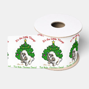 Lhasa Apso Christmas Grosgrain Ribbon