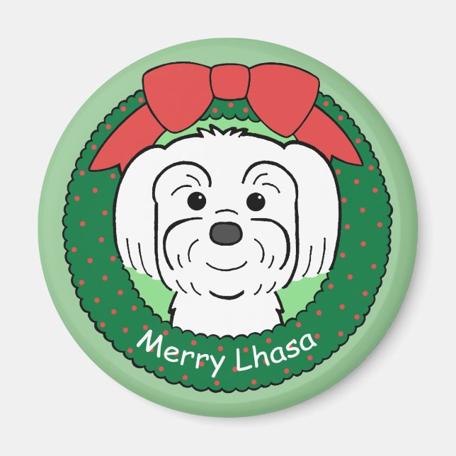 Lhasa Apso Christmas Magnet (Front)