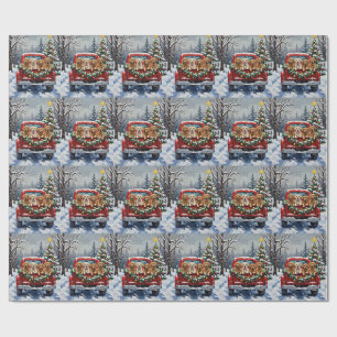 Lhasa Apso Christmas Red Truck Holiday Wrapping Paper