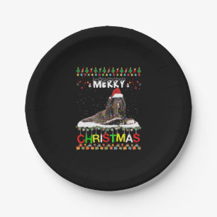 Lhasa Apso Christmas Tree Light Pajama Xmas Dog Paper Plate