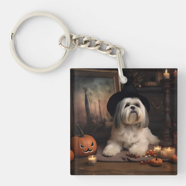 Lhasa Apso Citrouille Halloween effrayant (Devant)