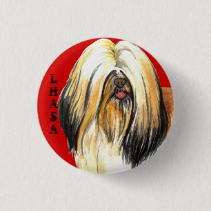 Lhasa Apso Colour Block 1 Inch Round Button