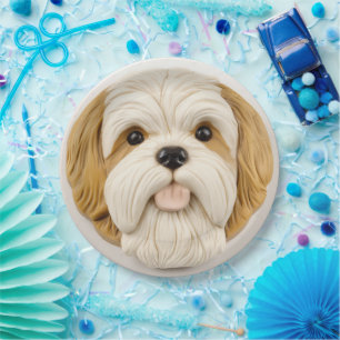 Lhasa Apso Dog 3D Inspired Paper Plate