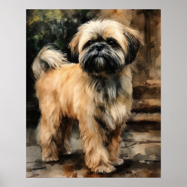 Lhasa Apso Dog Art Print Poster (Front)