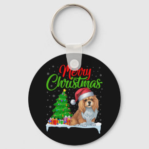 Lhasa Apso Dog Christmas Tree Lights Funny Xmas Do Keychain