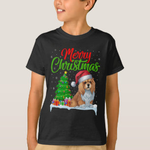 Lhasa Apso Dog Christmas Tree Lights Funny Xmas Do T-Shirt
