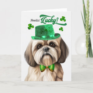 Lhasa Apso Dog Feelin' Lucky St Patrick's Day Holiday Card