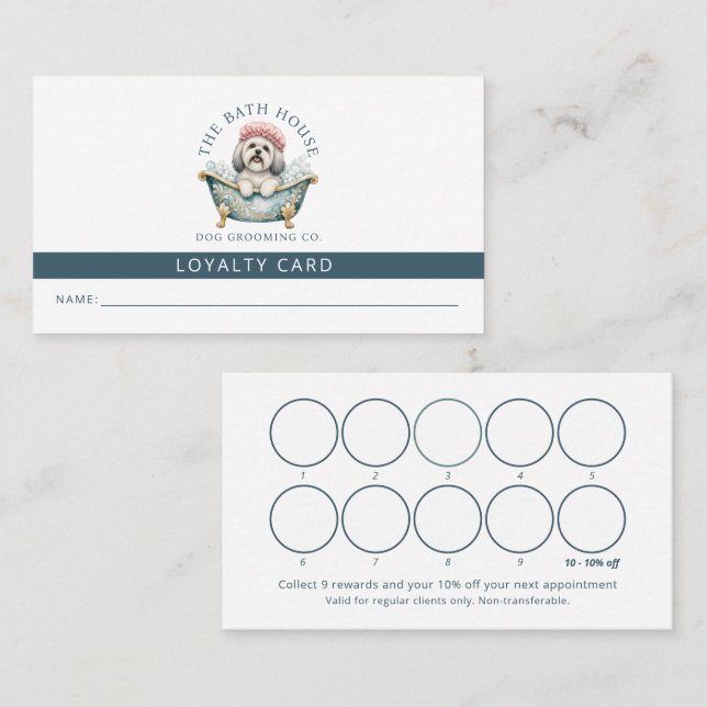 Lhasa Apso Dog Grooming Loyalty Card (Front/Back)
