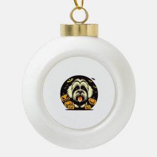 Lhasa Apso dog halloween Ceramic Ball Christmas Ornament