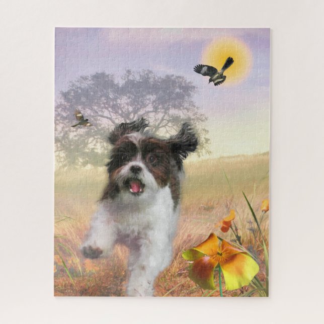 Lhasa Apso Dog High Tail Home Jigsaw Puzzle (Vertical)