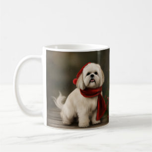 Lhasa Apso Dog in Snow Christmas Coffee Mug