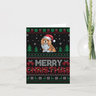 Lhasa Apso Dog Lovers Santa Hat Christmas Tree Lig Card