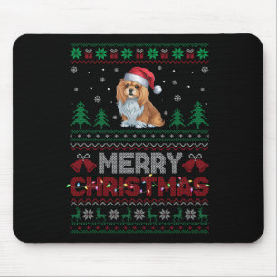 Lhasa Apso Dog Lovers Santa Hat Christmas Tree Lig Mouse Pad