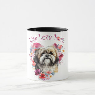 Lhasa Apso Dog Mom Floral Mug