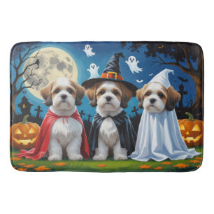 Lhasa Apso Dogs Pumpkin Halloween Funny  Bath Mat