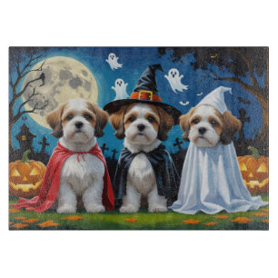 Lhasa Apso Dogs Pumpkin Halloween Funny Cutting Board