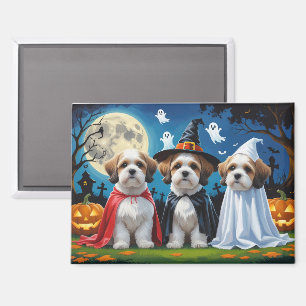 Lhasa Apso Dogs Pumpkin Halloween Funny  Magnet