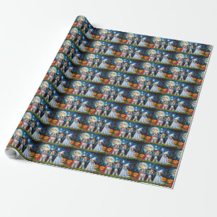 Lhasa Apso Dogs Pumpkin Halloween Funny  Wrapping Paper