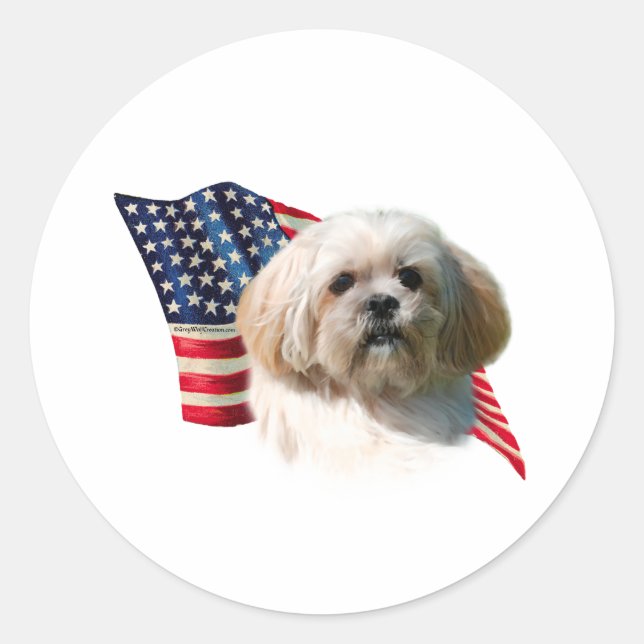 Lhasa Apso Flag Classic Round Sticker (Front)