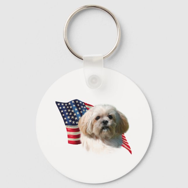 Lhasa Apso Flag Keychain (Front)