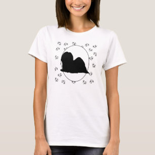 Lhasa Apso Hearts and Pawprints T-Shirt