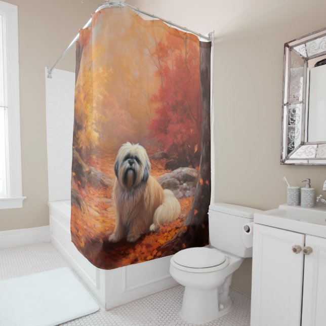 Lhasa Apso in Autumn Leaves Fall Inspire (In Situ)