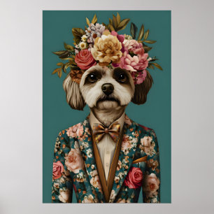 Lhasa Apso In Suit Poster, Lhasa Apso Portrait Poster