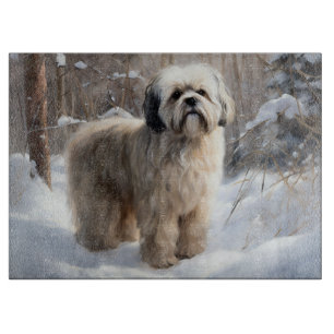 Lhasa Apso Let It Snow Christmas  Cutting Board