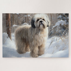 Lhasa Apso Let It Snow Christmas Jigsaw Puzzle