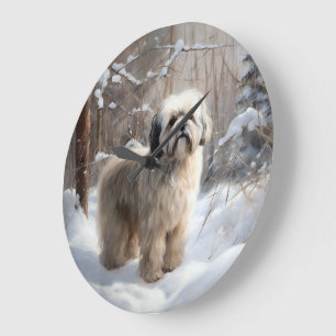 Lhasa Apso Let It Snow Christmas  Large Clock