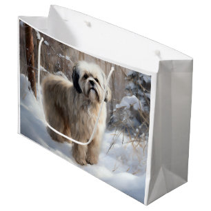 Lhasa Apso Let It Snow Christmas  Large Gift Bag