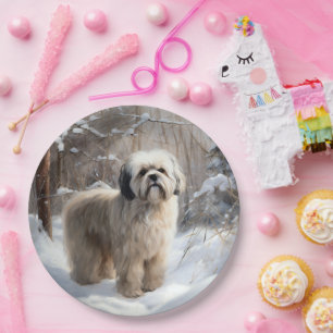 Lhasa Apso Let It Snow Christmas  Paper Plate