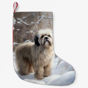 Lhasa Apso Let It Snow Christmas Small Christmas Stocking