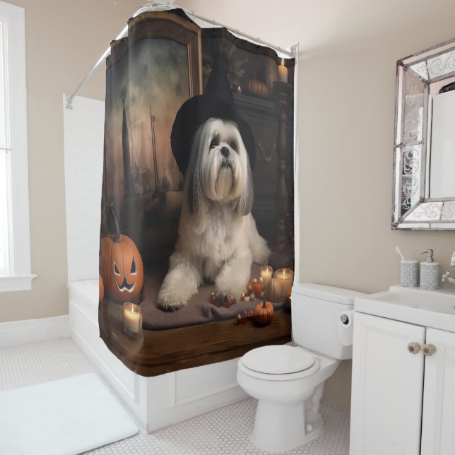 Lhasa Apso Pumpkins Halloween Scary (In Situ)
