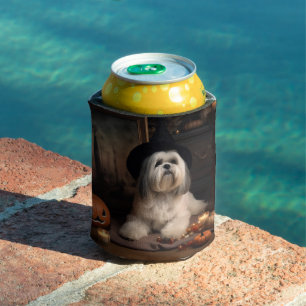Lhasa Apso Pumpkins Halloween Scary Can Cooler