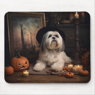 Lhasa Apso Pumpkins Halloween Scary Mouse Pad