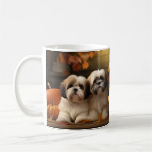Lhasa Apso Puppy Autumn Delight Pumpkin Coffee Mug