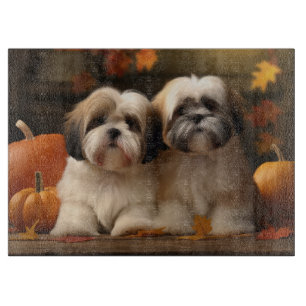 Lhasa Apso Puppy Autumn Delight Pumpkin  Cutting Board