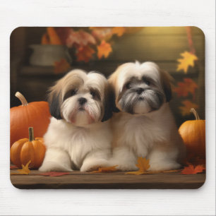 Lhasa Apso Puppy Autumn Delight Pumpkin  Mouse Pad
