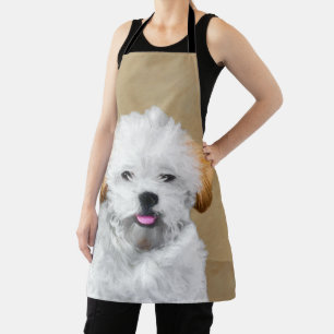 Lhasa Apso Puppy Painting - Cute Original Dog Art Apron