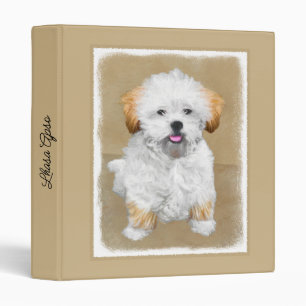 Lhasa Apso Puppy Painting - Cute Original Dog Art  Binder