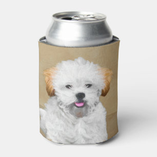 Lhasa Apso Puppy Painting - Cute Original Dog Art Can Cooler