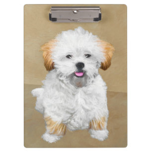 Lhasa Apso Puppy Painting - Cute Original Dog Art Clipboard