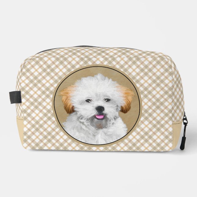 Lhasa Apso Puppy Painting Cute Original Dog Art Dopp Kit (Front)