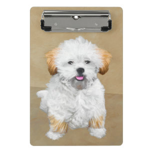 Lhasa Apso Puppy Painting - Cute Original Dog Art Mini Clipboard
