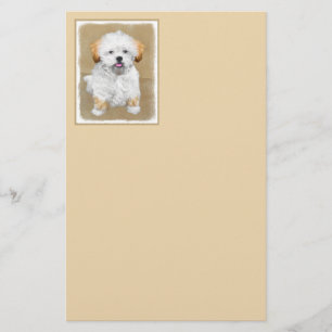 Lhasa Apso Puppy Painting - Cute Original Dog Art Stationery