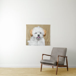 Lhasa Apso Puppy Painting - Cute Original Dog Art Tapestry