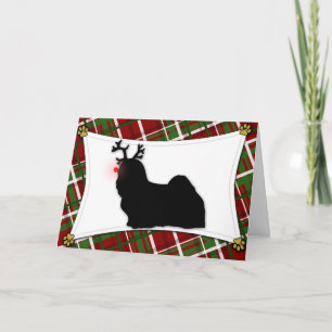 Lhasa Apso Reindeer Christmas Card