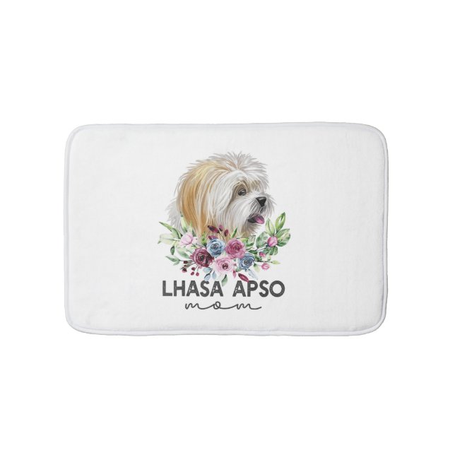 Lhasa Apso Shirt Gifts Dog Mom Bath Mat (Front)