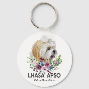 Lhasa Apso Shirt Gifts Dog Mom Keychain